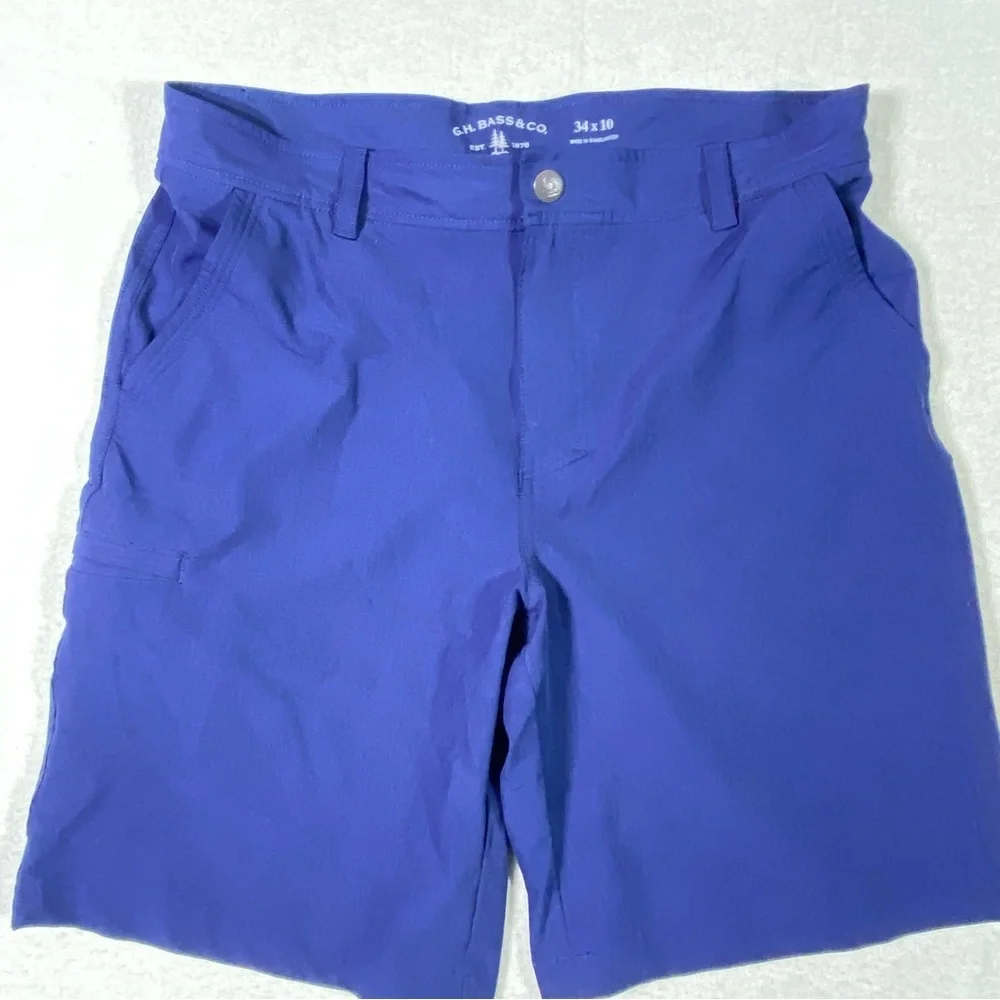 G.H. BASS & CO Chino Cargo Slack Shorts Men's W34 Navy Blue Lightweight Outdoor